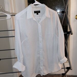 Banana Republic White and Blue dot button down